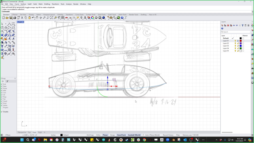 fter establishing the basic outline, the presenter mirrors the curve to create the opposite side of the car. This technique ensures symmetry and saves time in the modeling process. A loft command is then employed to create a surface that represents the car's body.